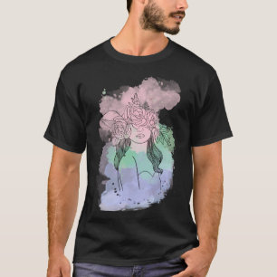 Blumen Femme Ein buntes Portrait eines floralen En T-Shirt