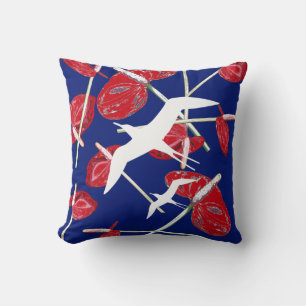 Blumen Fliegende Vögel Muster Kissen