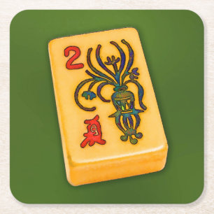 Blumen-Fliese Milliamperestunde Jongg Rechteckiger Pappuntersetzer