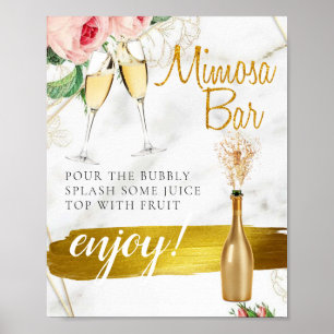 Blumen-Flush-Blatt-Hochzeits-Brunch-Mimosa-Bar-Sch Poster