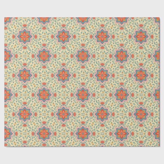 Blumen-Folk-Muster-Geschenkpapier Geschenkpapier (Saum)