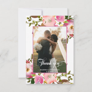 Blumen-Foto-Hochzeit Dankeskarte