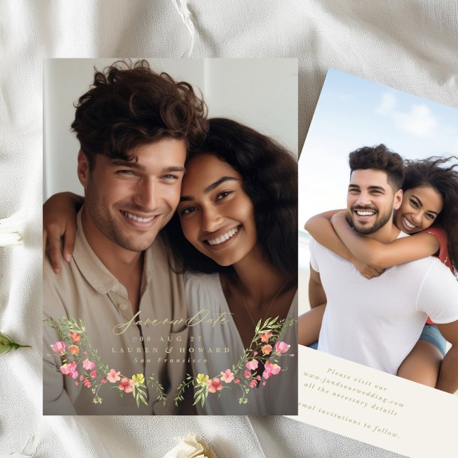 Blumen Foto subtile Rahmen Save the Date Hochzeit Einladung (Von Creator hochgeladen)