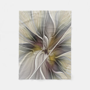 Blumen-Fraktal, Fantasie-Blume mit Erdtönen Fleecedecke