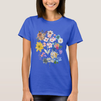 Blumen Frauen Shirt blaues Shirt mit Blume