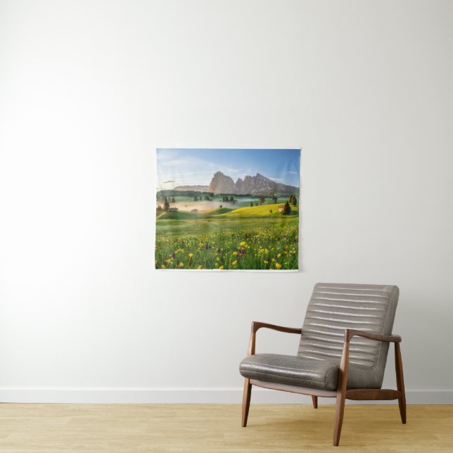 Blumen | Frühjahrsalpe di Siusi Langkofel Wandteppich (Beispiel (Horizontal))