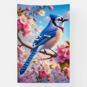 Blumen-/Frühlingsblauer Häher Kunst Banner