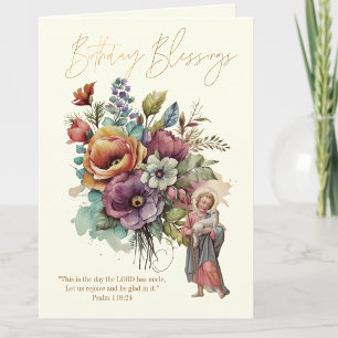 Blumen Geburtstag Religiöse Schrift Jesus Dankeskarte