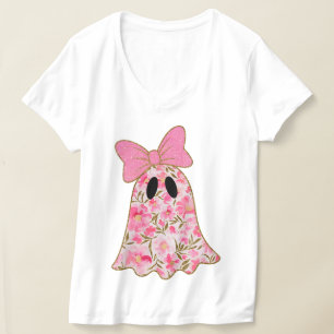 Blumen-Geister-T-Shirt – Süßes Rosa & Gold Glitter T-Shirt