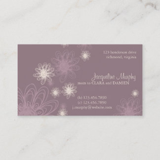 Blumen-Gekritzel lila • Mama-Visitenkarte Telefonnummerkarte