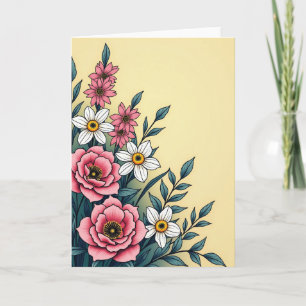 Blumen-Gelb-Cream-Kunstkarte Karte