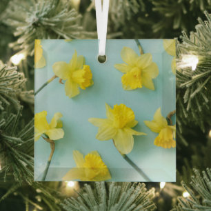 Blumen   Gelbe Daffodien Ornament Aus Glas