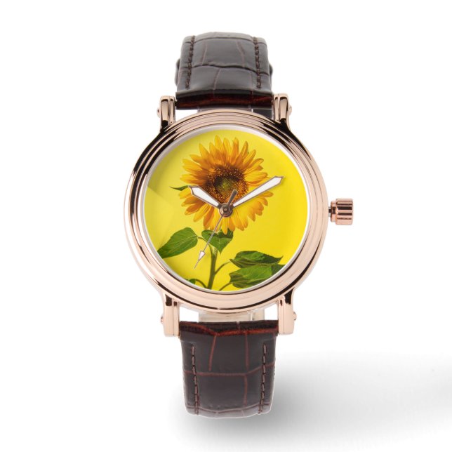 Blumen | Gelbe Sonnenblume Armbanduhr (Vorderseite)