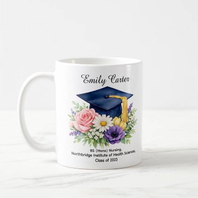 🎓Blumen-Gelehrten-Feier-Tasse Kaffeetasse (Links)