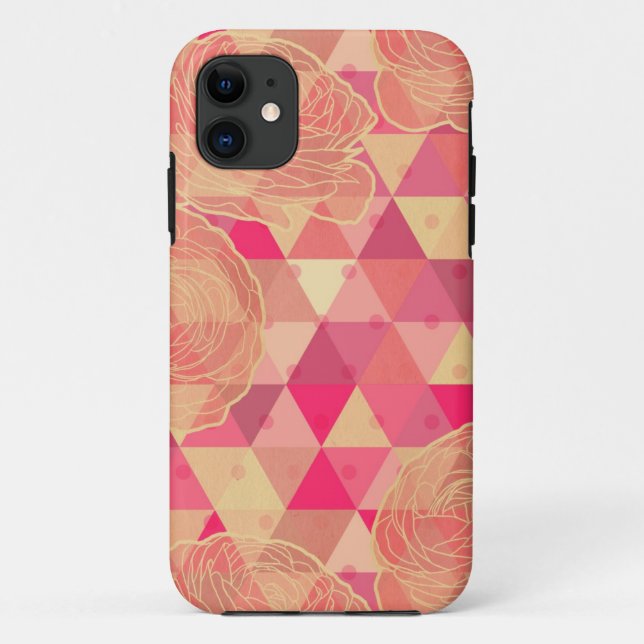 Blumen geometrisches Muster Case-Mate iPhone Hülle (Rückseite)