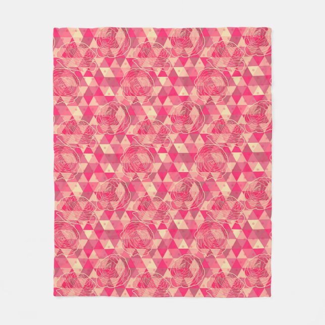 Blumen geometrisches Muster Fleecedecke (Vorderseite)
