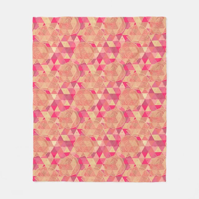 Blumen geometrisches Muster Fleecedecke (Vorderseite)