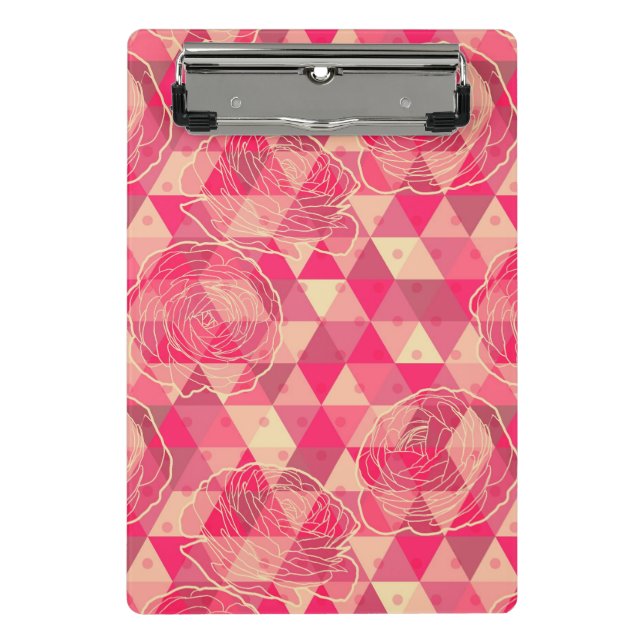 Blumen geometrisches Muster Mini Klemmbrett (Vorderseite)
