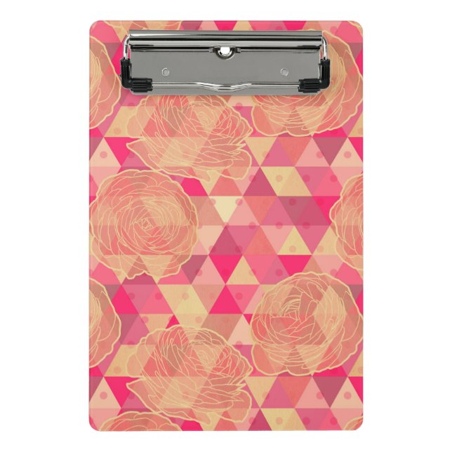 Blumen geometrisches Muster Mini Klemmbrett (Vorderseite)