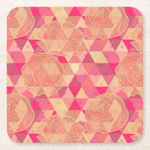 Blumen geometrisches Muster Rechteckiger Pappuntersetzer