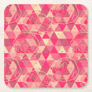 Blumen geometrisches Muster Rechteckiger Pappuntersetzer