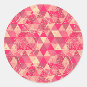 Blumen geometrisches Muster Runder Aufkleber