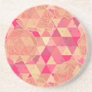 Blumen geometrisches Muster Sandstein Untersetzer