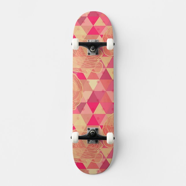 Blumen geometrisches Muster Skateboard (Vorderseite)