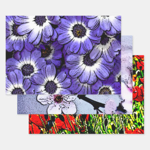 Blumen Geschenkpapier Set