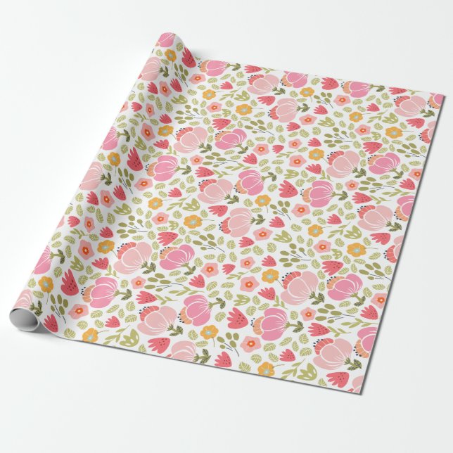 Blumen-Geschenkverpackungspapierrolle Geschenkpapier (Ungerollt)