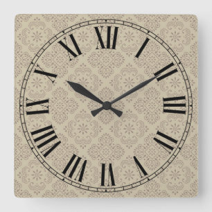 Blumen-Gesicht Römische Zahl Quadratische Wanduhr