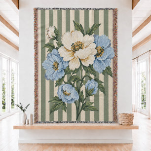 Blumen gestreifte Webdecke Decke