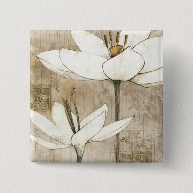 Blumen gezeichnet durch Bleistift Button (Vorderseite)