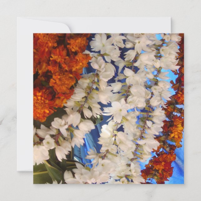 Blumen-Girlanden Indien Einladung (Vorderseite)