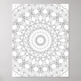 Blumen-Gitter-Kaleidoskop-Malvorlagen-Design Poster