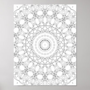 Blumen-Gitter-Kaleidoskop-Malvorlagen-Design Poster
