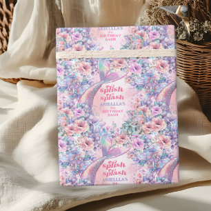 Blumen Glitter Meerjungfrauenschwanz 9. Geburtstag Geschenkpapier