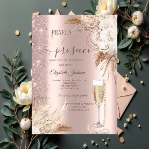 Blumen Glitter Perlen & Prosecco Brautparty Einladung