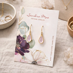 Blumen-Gold-Glitter-Ohrhänger-Schmuck-Displaykarte Visitenkarte