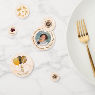 Blumen, Gold und Marmor 70. Geburtstag mit Gesicht Konfetti
