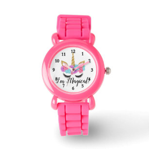 Blumen-Goldmagische Unicorn-Mädchen Armbanduhr