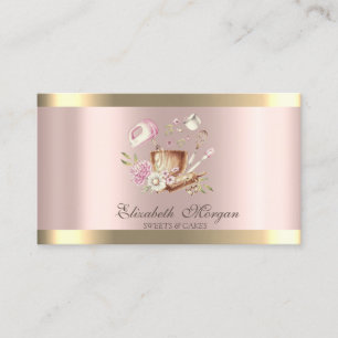 Blumen Goldstreifen Roségold Backzubehör Visitenkarte