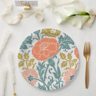 Blumen, grafische Vintage-Kunst Pappteller