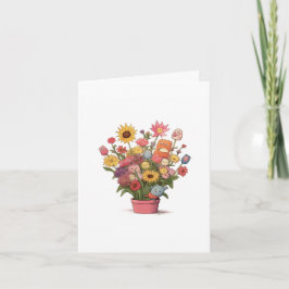 Blumen, große Blumenstrauß in Blumentopfkarte Karte