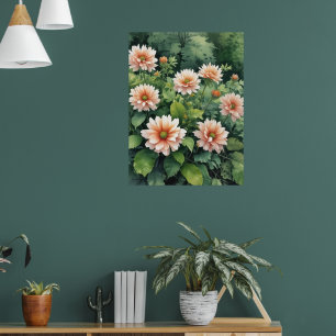 Blumen Grün Elegante Aquarellmalerei Poster