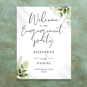 Blumen Grün Engagement Party Willkommensschild Poster