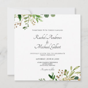 Blumen Grün Gold Einladung