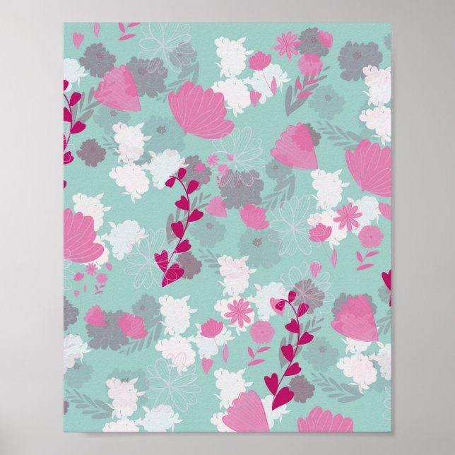Blumen grün poster (Vorne)