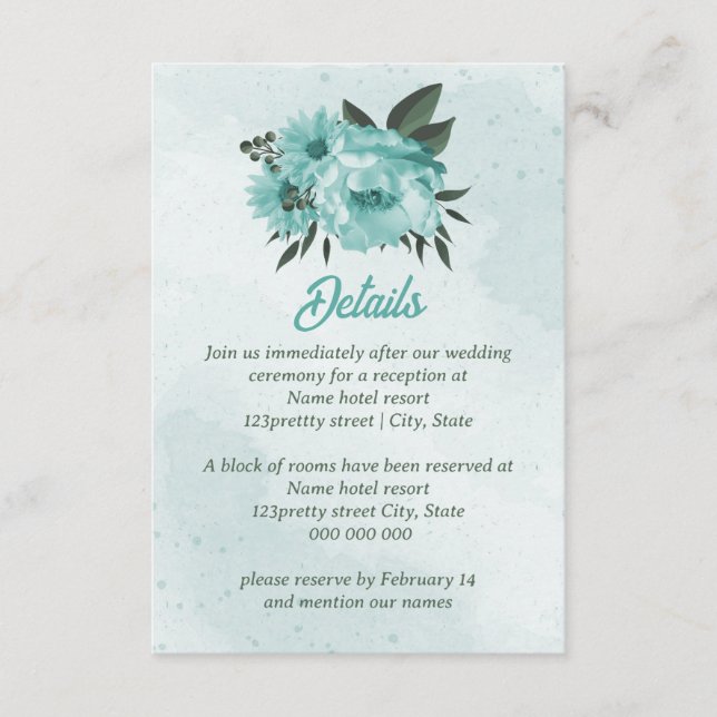 Blumen Grüne Hochzeit Begleitkarte (Vorderseite)