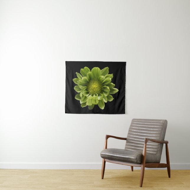 Blumen | Grünes Chrysanthemum Wandteppich (Beispiel (Horizontal))
